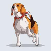 Lindo perro beagle ilustrado con sombras de colores y luces aisladas sobre fondo blanco. vector