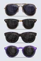 Set of hand drawn modern and beautiful sunglasses with shadows and lights isolated on white background vector