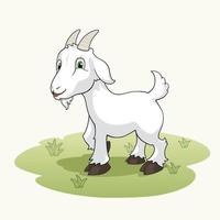 Cute cartoon goat on the grass vector