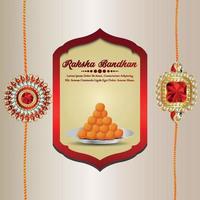 Ilustración de vector de invitación raksha bandhan con crystal rakhi sobre fondo creativo