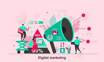 Digital marketing web concept design in flat style vector illustration