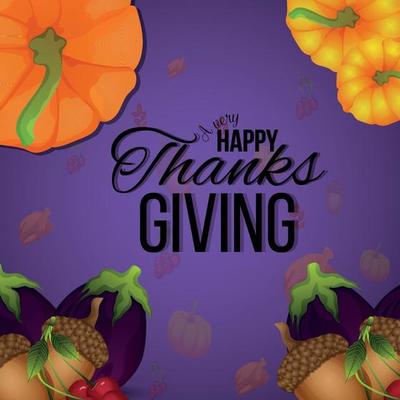 Happy thanksgiving invitation greeting card with creative vector background