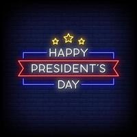 Happy President's Day Neon Signs Style Text Vector