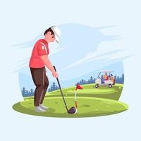 Man Playing Golf on Course vector