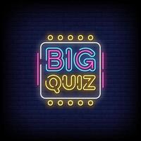 Big Quiz Neon Signs Style Text Vector