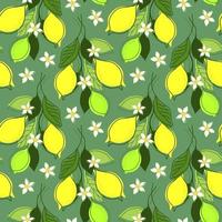 SEAMLESS MINT BACKGROUND WITH LEMON BRANCHES vector