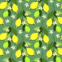 SEAMLESS MINT BACKGROUND WITH LEMON BRANCHES vector