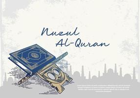 Ramadan Kareem greeting card with blue quran vector