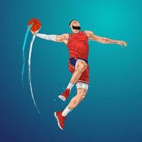 basketball slam dunk jump vector