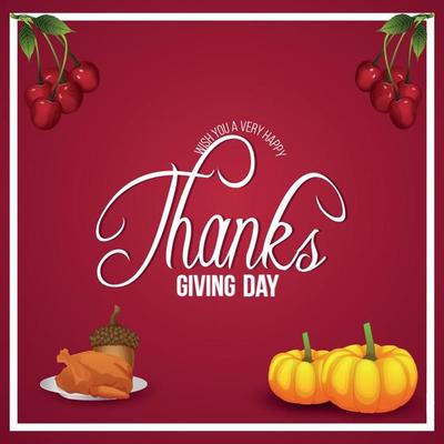 Flat design concept for happy thanksgiving day with creative vector illustration