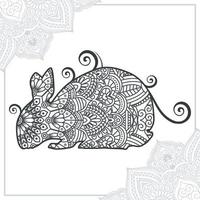Rabbit Mandala. Vintage decorative elements. Oriental pattern, vector illustration.