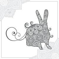 Rabbit Mandala. Vintage decorative elements. Oriental pattern, vector illustration.
