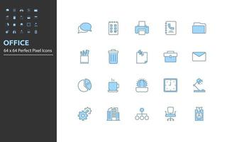 set of office thin line icons vector