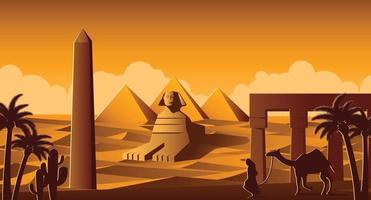 esfinge y piramidem monumentos famosos de egipto vector