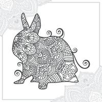 Rabbit Mandala. Vintage decorative elements. Oriental pattern, vector illustration.