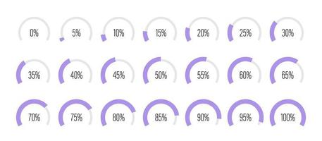 Set of arc percentage diagrams vector