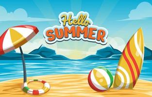 Hello Summer Beach Background vector