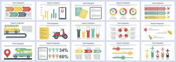 Travel vacation infographics presentation slides template vector design template