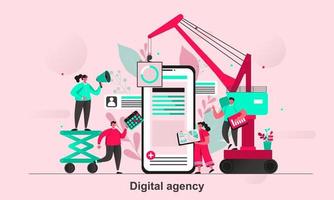 Digital agency web concept design in flat style vector illustration