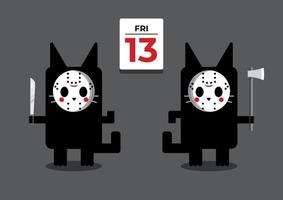 Friday the 13th black cat vector