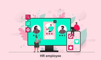 HR employee web concept design in flat style vector illustration