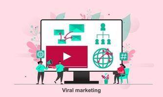 Diseño de concepto web de marketing viral en la ilustración de vector de estilo plano