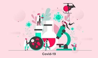 Diseño de concepto web covid19 en la ilustración de vector de estilo plano