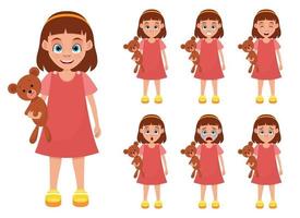 Little girl face expressions vector design illustration isolated on white background