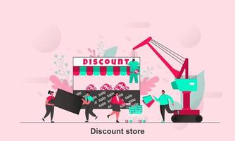 Discount store web concept design in flat style vector illustration