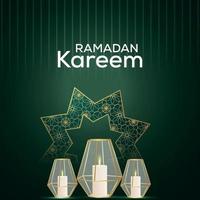 Fondo de invitación de Ramadán Kareem con linterna árabe vector