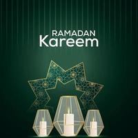 Ramadan kareem invitation background with arabic lantern vector