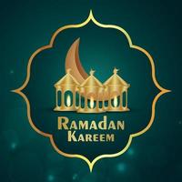 Ramadan kareem invitation greeting card with pattern background vector