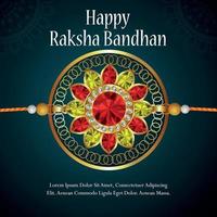Happy raksha bandhan invitation card with golden crystal rakhi with background vector