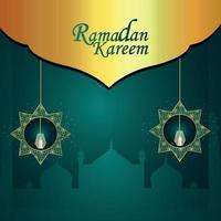 Ramadan kareem invitation greeting card with pattern background vector