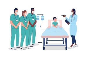 Medical interns training flat color vector faceless characters