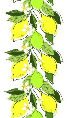 SEAMLESS BORDER OF LEMON BRANCHES ON A WHITE BACKGROUND
