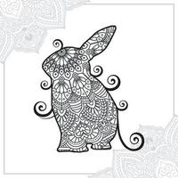 Rabbit Mandala. Vintage decorative elements. Oriental pattern, vector illustration.