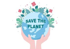 Save Our Planet Earth Illustration To Green Environment With Eco Friendly Concept and Protection From Natural Damage vector