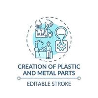 Plastic and metal parts creation concept icon vector