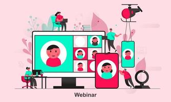 Webinar web concept design in flat style vector illustration