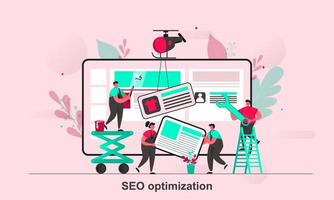 Diseño de concepto web de optimización seo en la ilustración de vector de estilo plano