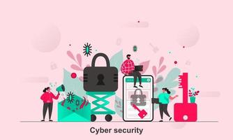 Cyber security web concept design in flat style vector illustration