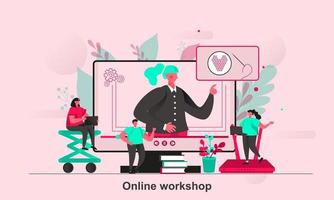 Online workshop web concept design in flat style vector illustration