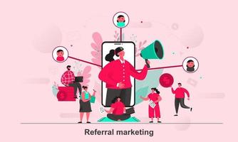 Referral marketing web concept design in flat style vector illustration