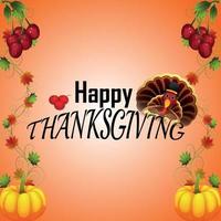 Happy thanksgiving celebration background with creative pumpkin and autumn leaf vector