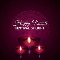 feliz festival indio de diwali de la tarjeta de invitación de la luz con diwali diya creativo vector