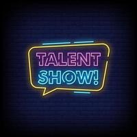 Talent Show Neon Signs Style Text Vector