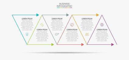 Infographic Thin Line Arrow Template With 6 Options vector