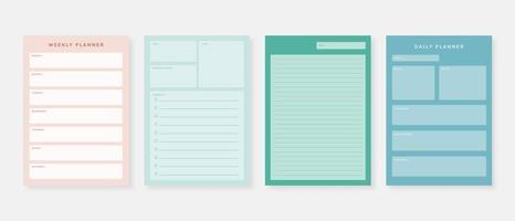 Modern planner template set. Set of planner and to do list. Monthly, weekly, daily planner template. Vector illustration.