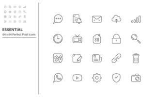 set of essential thin line icons vector
